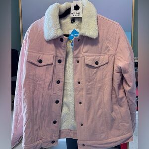 Pink Corduroy Jacket with Sherpa Collar